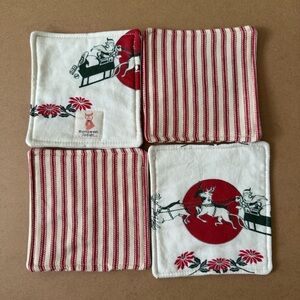 NWOT Handmade Retro Print Christmas Coasters